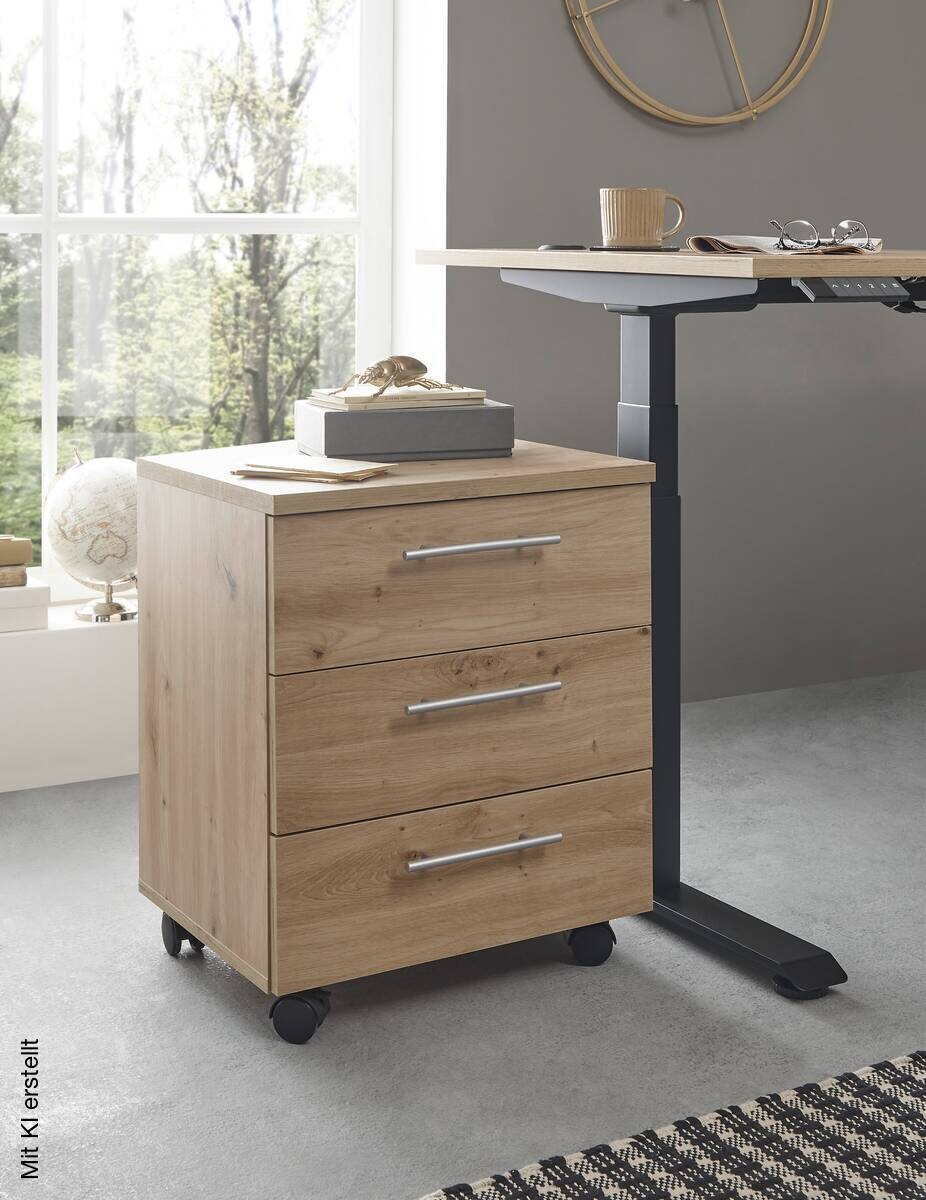 Rollcontainer Ben Eiche Artisan Nachbildung B/H/T: ca. 40x56x39 cm