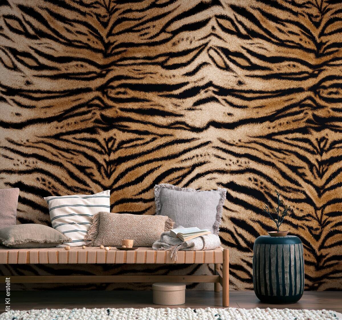 Livingwalls Fototapete Tigerstil braun schwarz B/L: ca. 280x159 cm