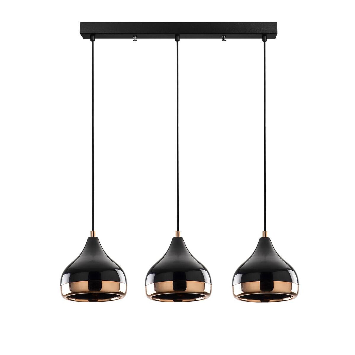Opviq Pendelleuchte Yildo schwarz Kupfer Metall B/H/T/L/D: ca. 17x111x17x67x17 cm E27 3 Brennstellen