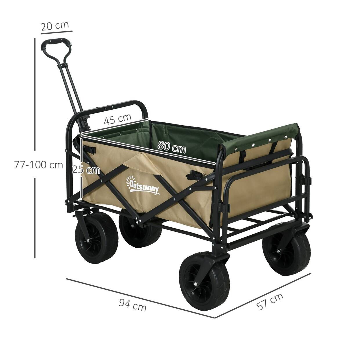 Outsunny Bollerwagen khaki B/H/L: ca. 57x94x100 cm