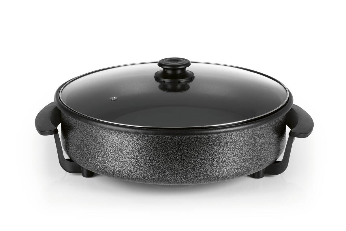 GOURMETmaxx Party-Pfanne schwarz Metall Glas B/H/L/D: ca. 45x17,5x41x40 cm