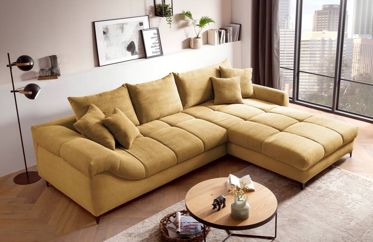 Ecksofa curry Microfaser B/H/T: ca. 332x96x227 cm