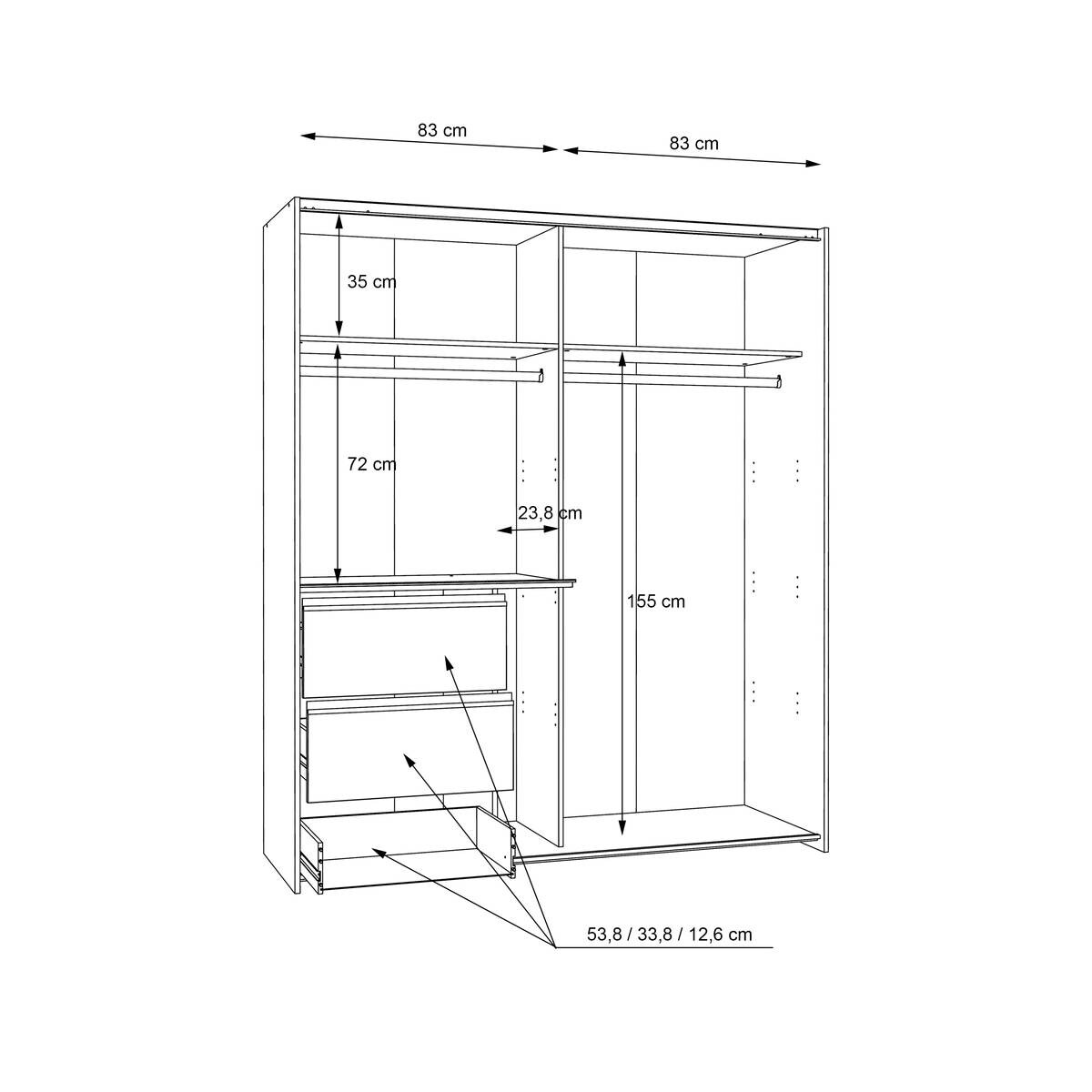 Schwebetürenschrank weiß B/H/T: ca. 170,3x200,5x61,2 cm