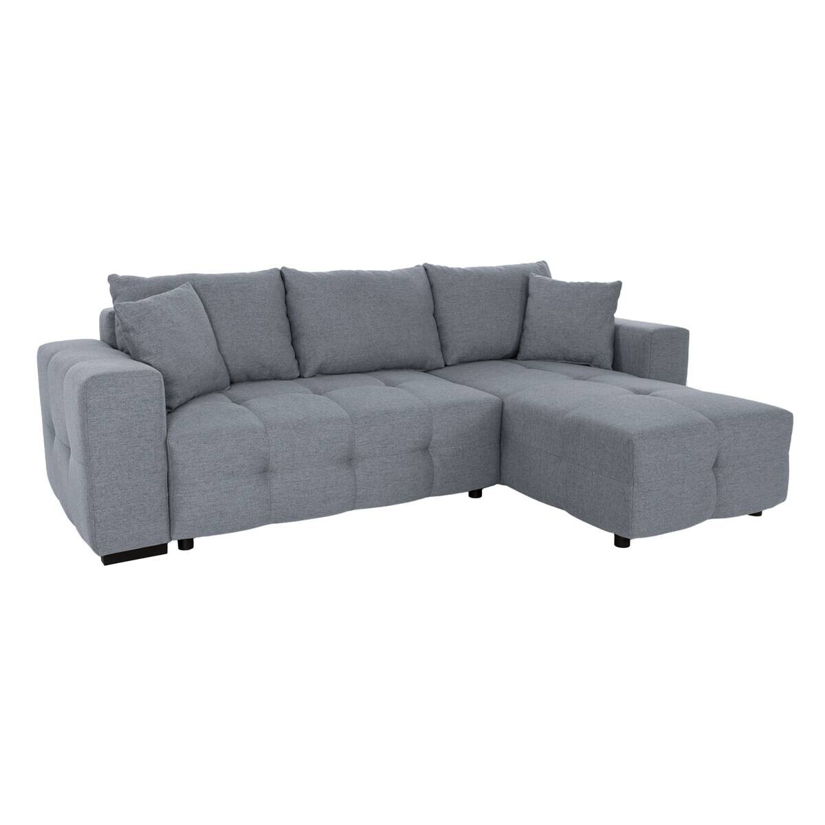 Ecksofa mit Bettfunktion und Bettkasten grau Webstoff B/H/T: ca. 247x83x162 cm