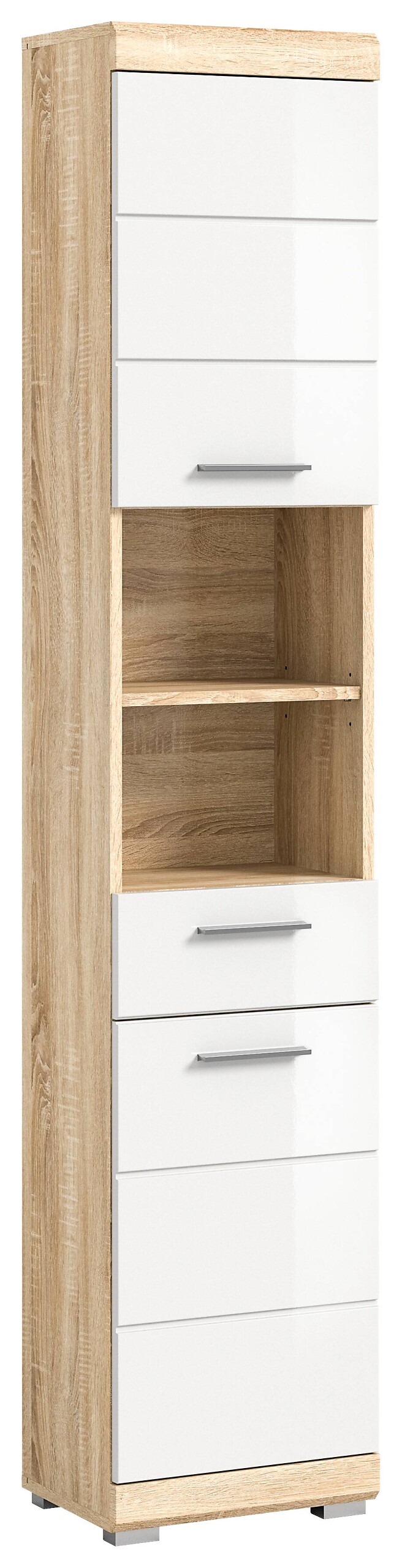 Badhochschrank LAMBADA Eiche Sonoma hell Nachbildung weiß Hochglanz B/H/T: ca. 37x191x31 cm