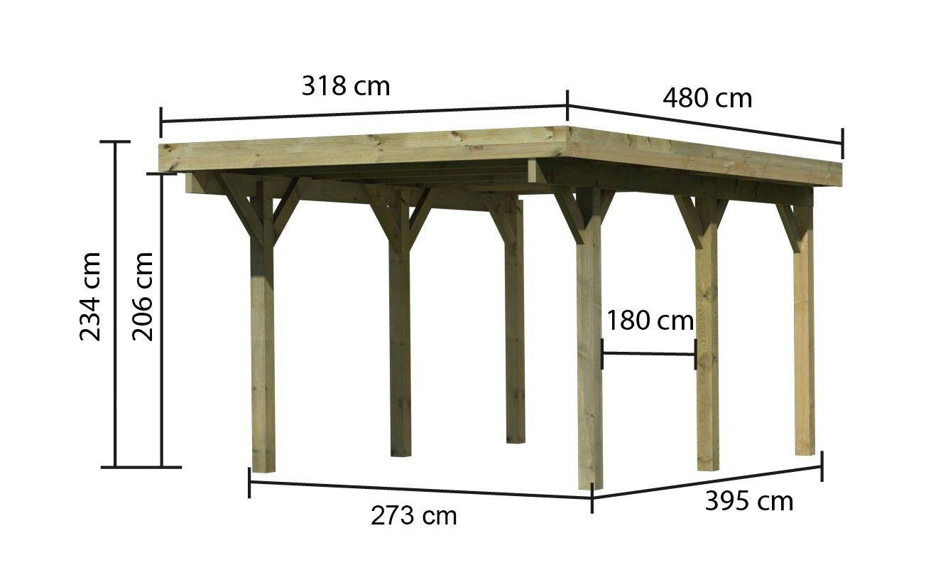 Karibu Carport Classic 1A B/H/T: ca. 318x234x480 cm