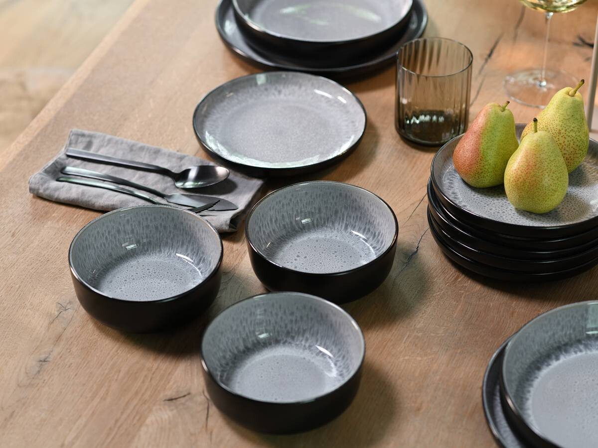 CreaTable Schalen-Set Nordic Fjord Frost grau Steinzeug D: ca. 15,5 cm