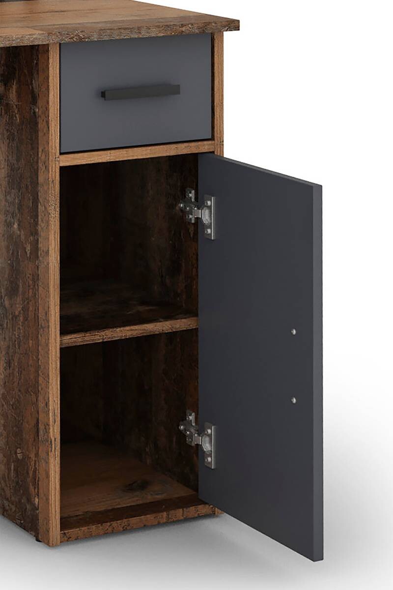 Schreibtisch DIEGO Eiche Old Wood Nachbildung anthrazit