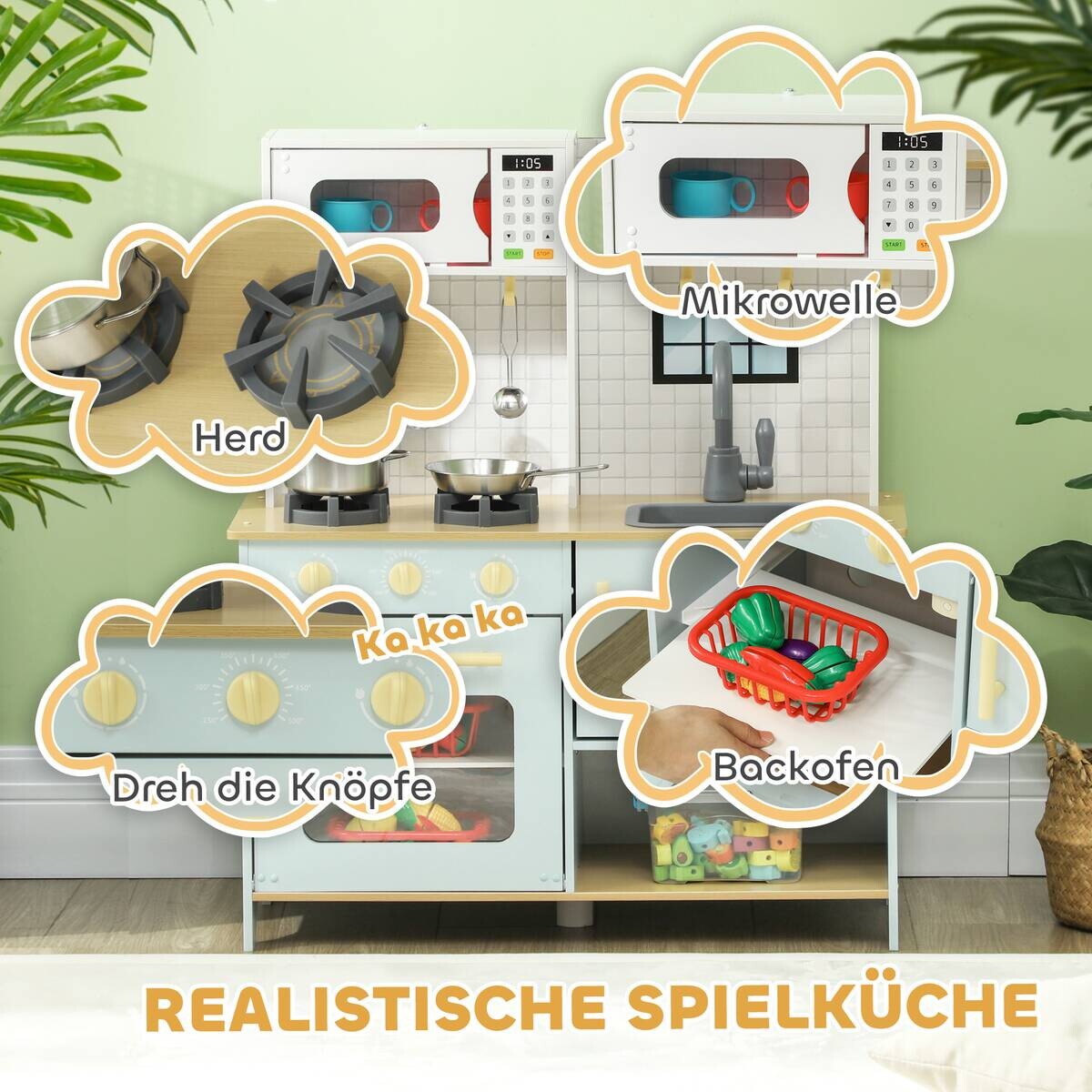 AIYAPLAY Spielküche B/H/L: ca. 33x85,2x72 cm