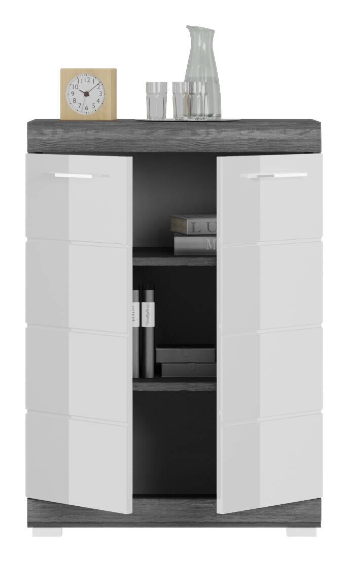 Kommode SCOUT Rauchsilber Nachbildung weiß Hochglanz B/H/T: ca. 60x85x37 cm