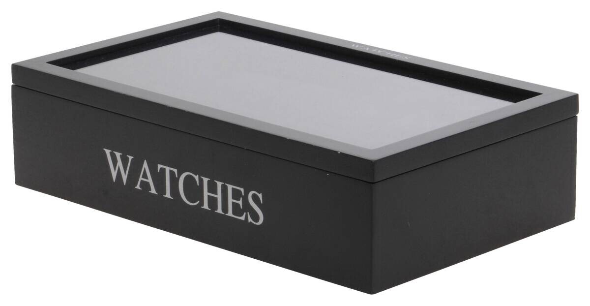 Uhrenbox schwarz Holz B/H/L: ca. 34,2x20,4x8,7 cm