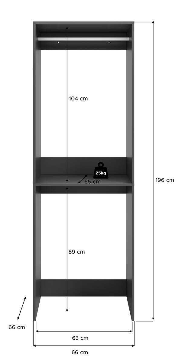 Waschmaschinenumbauschrank Free anthrazit B/H/T: ca. 66x195x66 cm