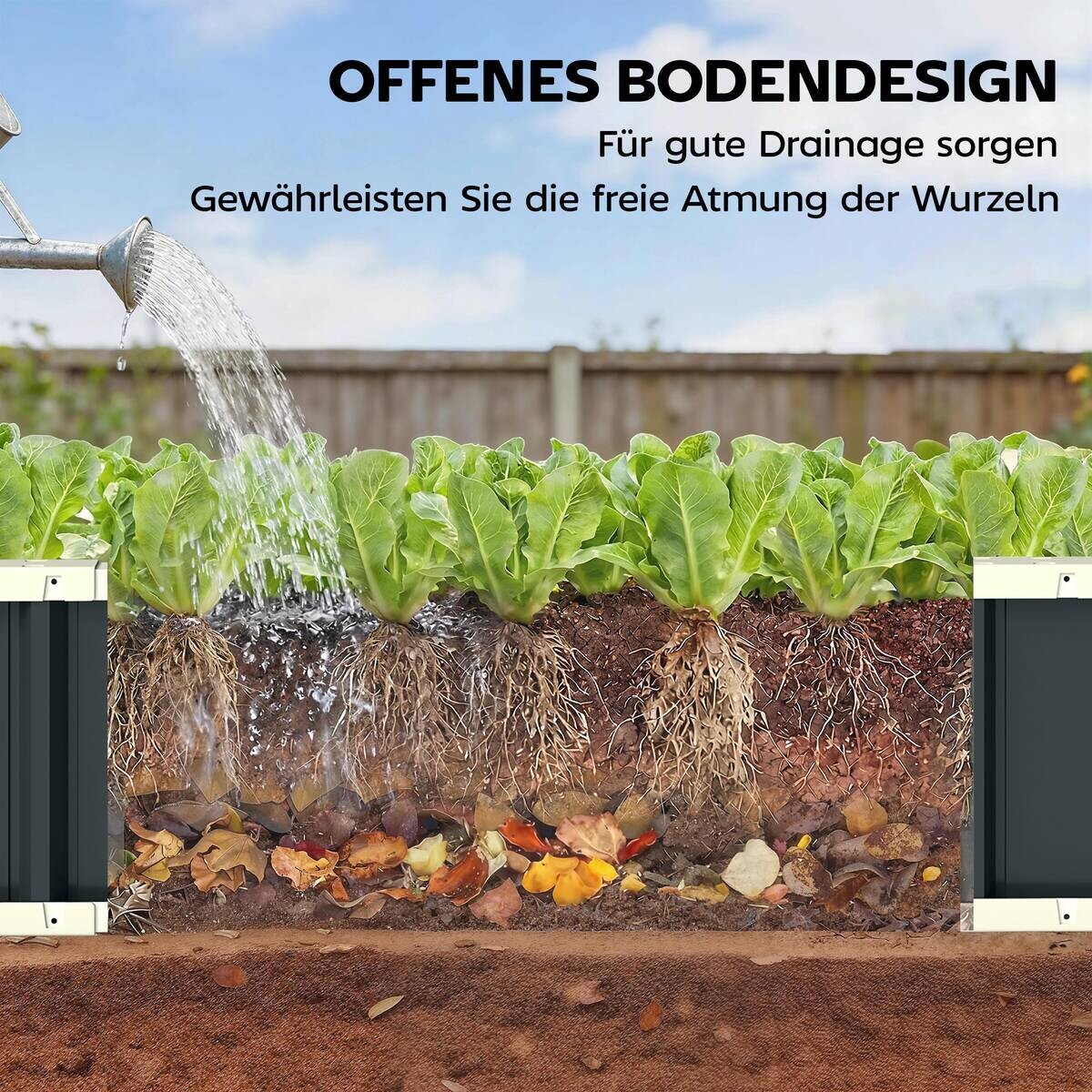 Outsunny Hochbeet dunkelgrau B/H/T/L: ca. 52x31x52x136 cm