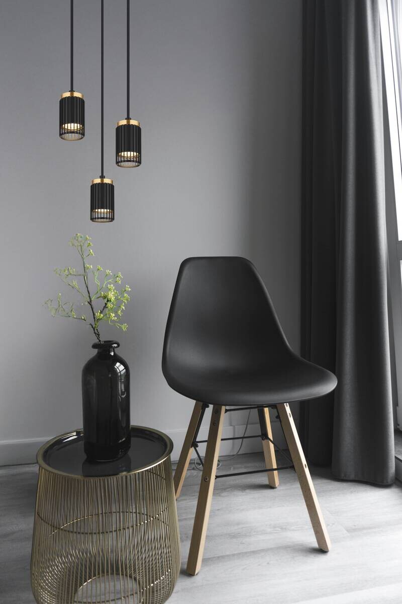 GLOBO Pendelleuchte mattschwarz Metall Aluminium H/D: ca. 115,5x21 cm GU10 3 Brennstellen