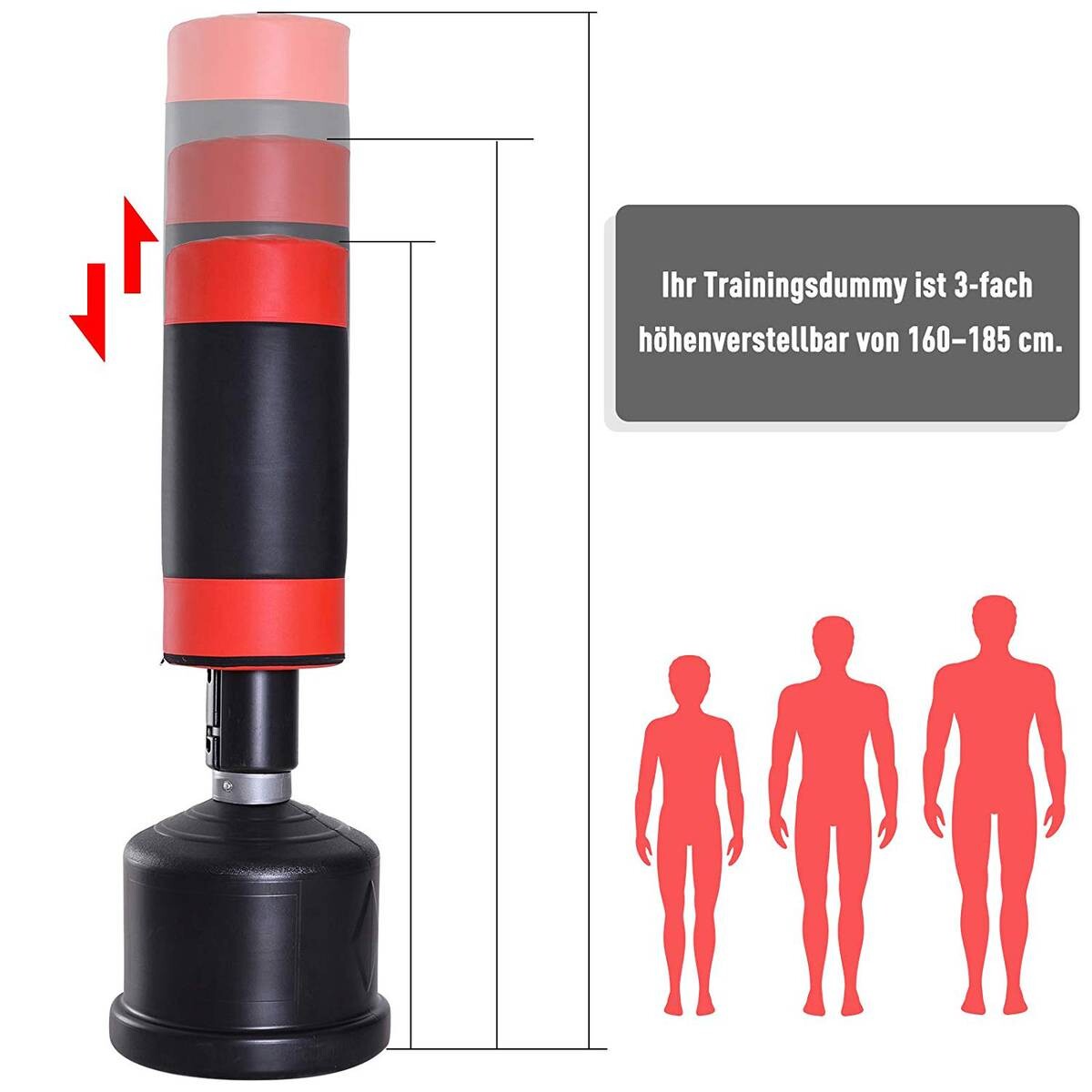 HOMCOM Standboxsack schwarz Kunstleder H/D: ca. 185x56 cm