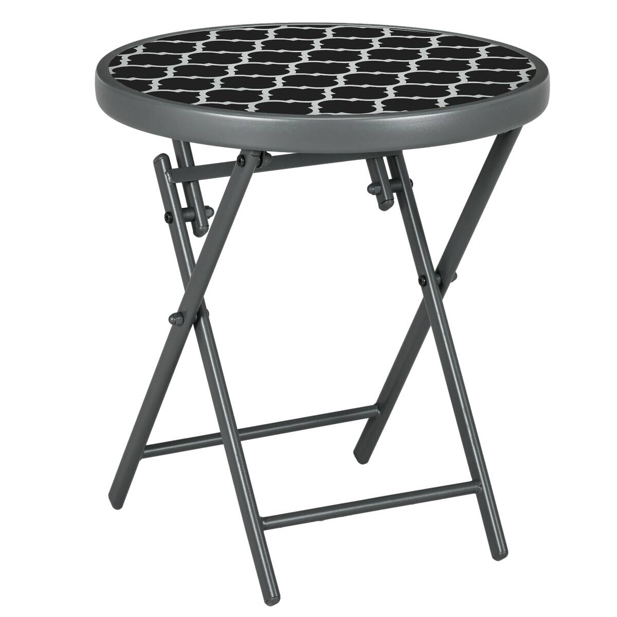 Outsunny Garten-Beistelltisch schwarz Metall B/H/L: ca. 45x50x45 cm