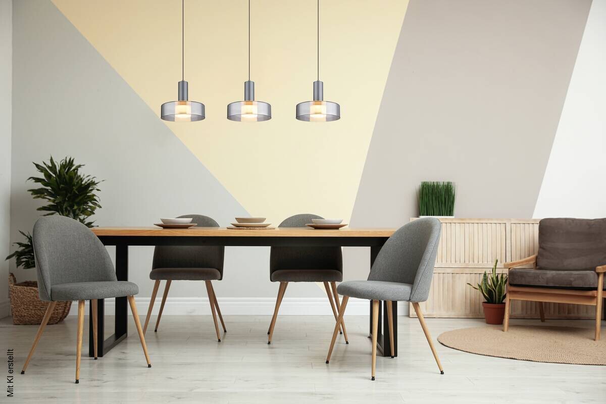 GLOBO Pendelleuchte grau Aluminium Glas Metall B/H/T/L: ca. 22x150x90x90 cm 1 Brennstellen