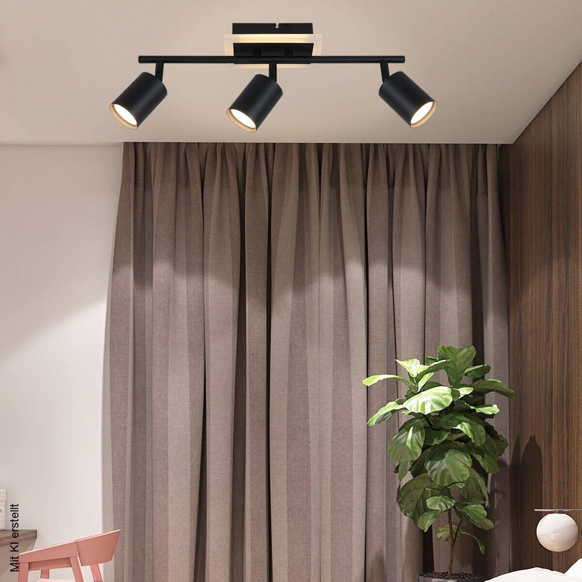 POCOline LED-Spot 3-flg. Akshan schwarz Metall B/H/L: ca. 9,5x16x55 cm 3 Brennstellen