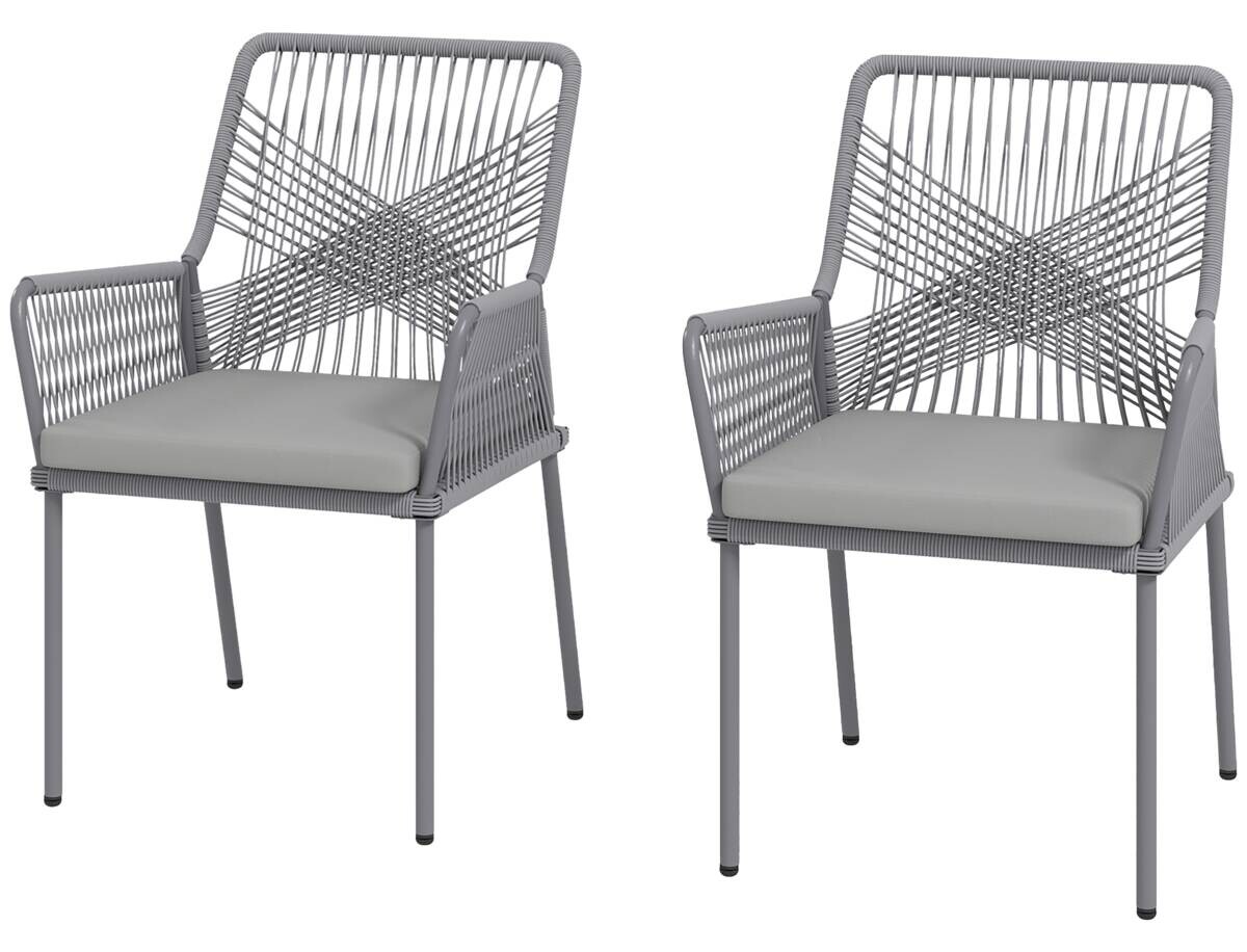 Outsunny Rattan Gartenstuhl dunkelgrau Polyethylen B/H/L: ca. 61x84x57 cm