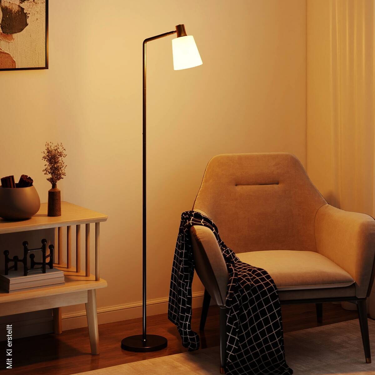 HOMCOM Stehleuchte schwarz Stahl Kunststoff B/H/L: ca. 21x148x45 cm E27 1 Brennstellen