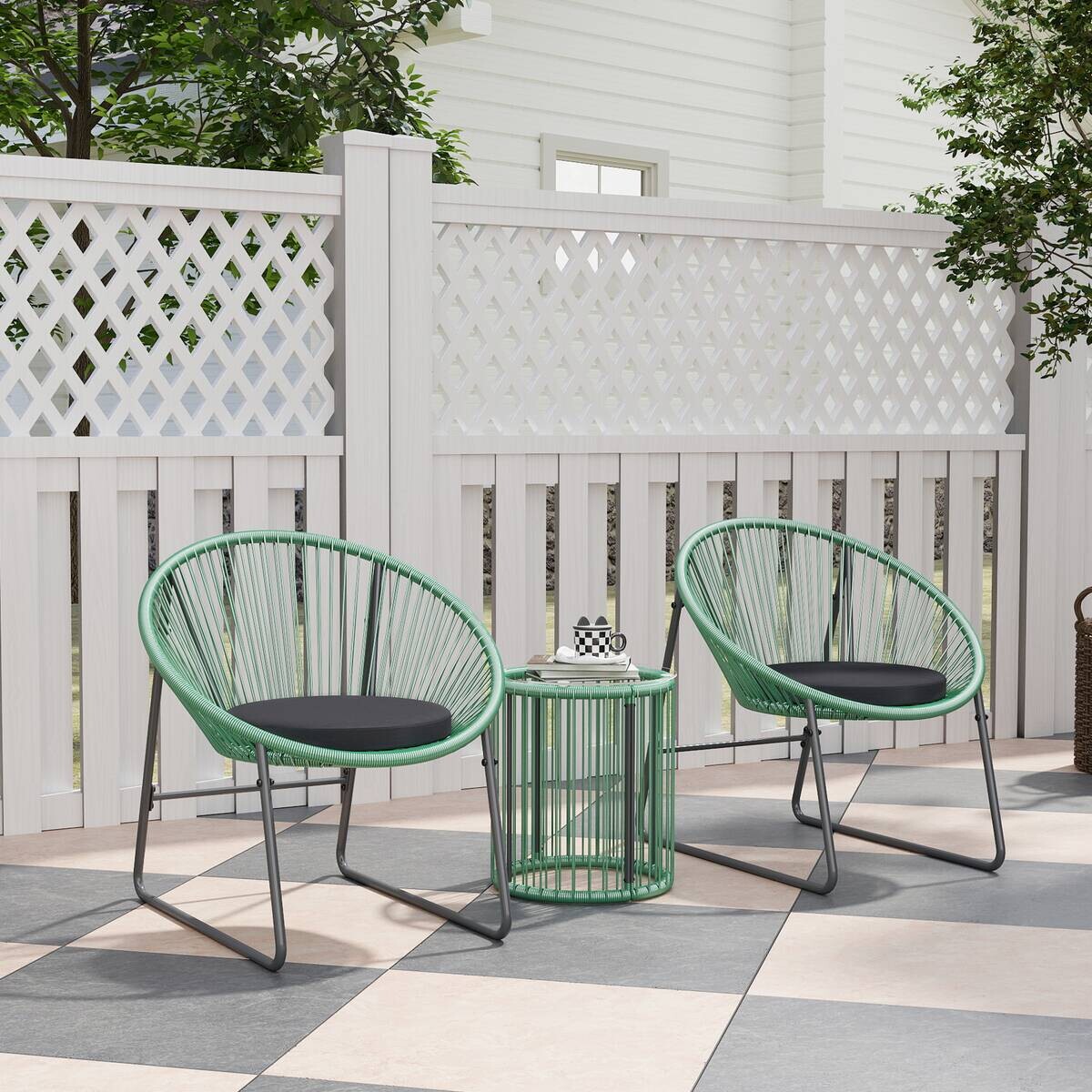 Outsunny Balkonmöbel-Set grün Polyethylen B/H/L: ca. 72x77x73 cm