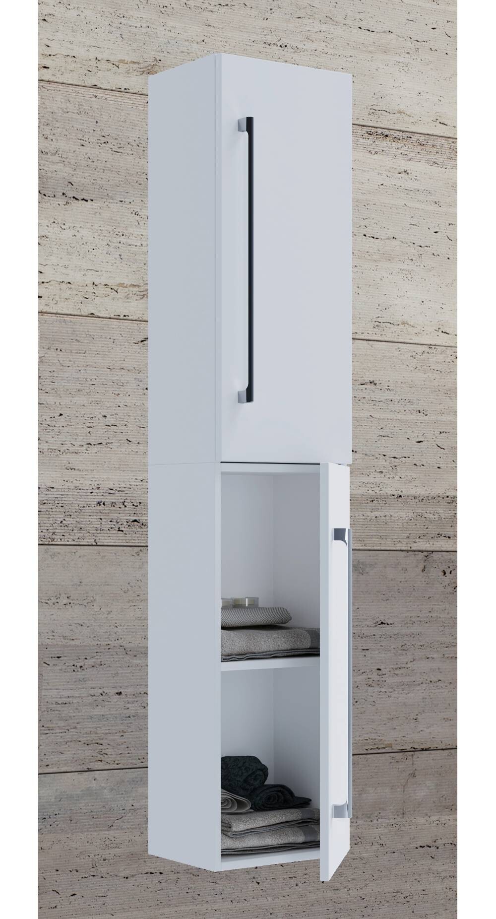 Hochschrank Badinos weiß Alu Optik B/H/T: ca. 33x150x22 cm