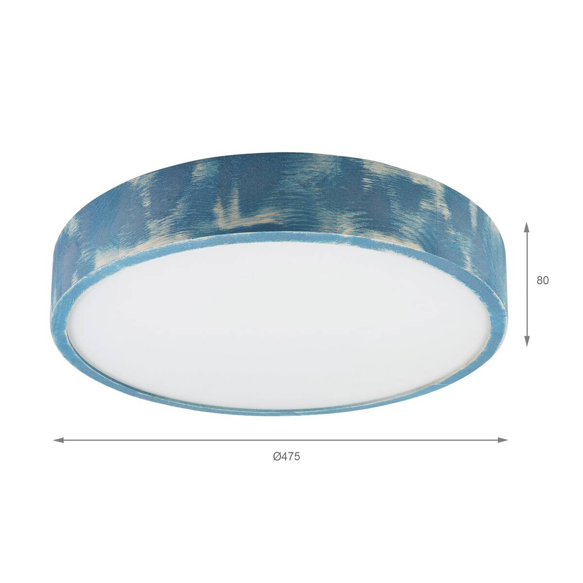 Lamkur Deckenleuchte hellbraun blau Holz Glas B/H/L: ca. 48x48x10 cm 3 Brennstellen