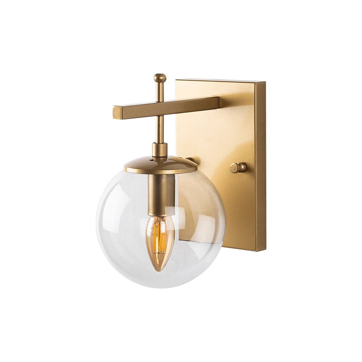 Opviq Wandleuchte gold Metall Glas B/H/L: ca. 20x15x15 cm E14 1 Brennstellen