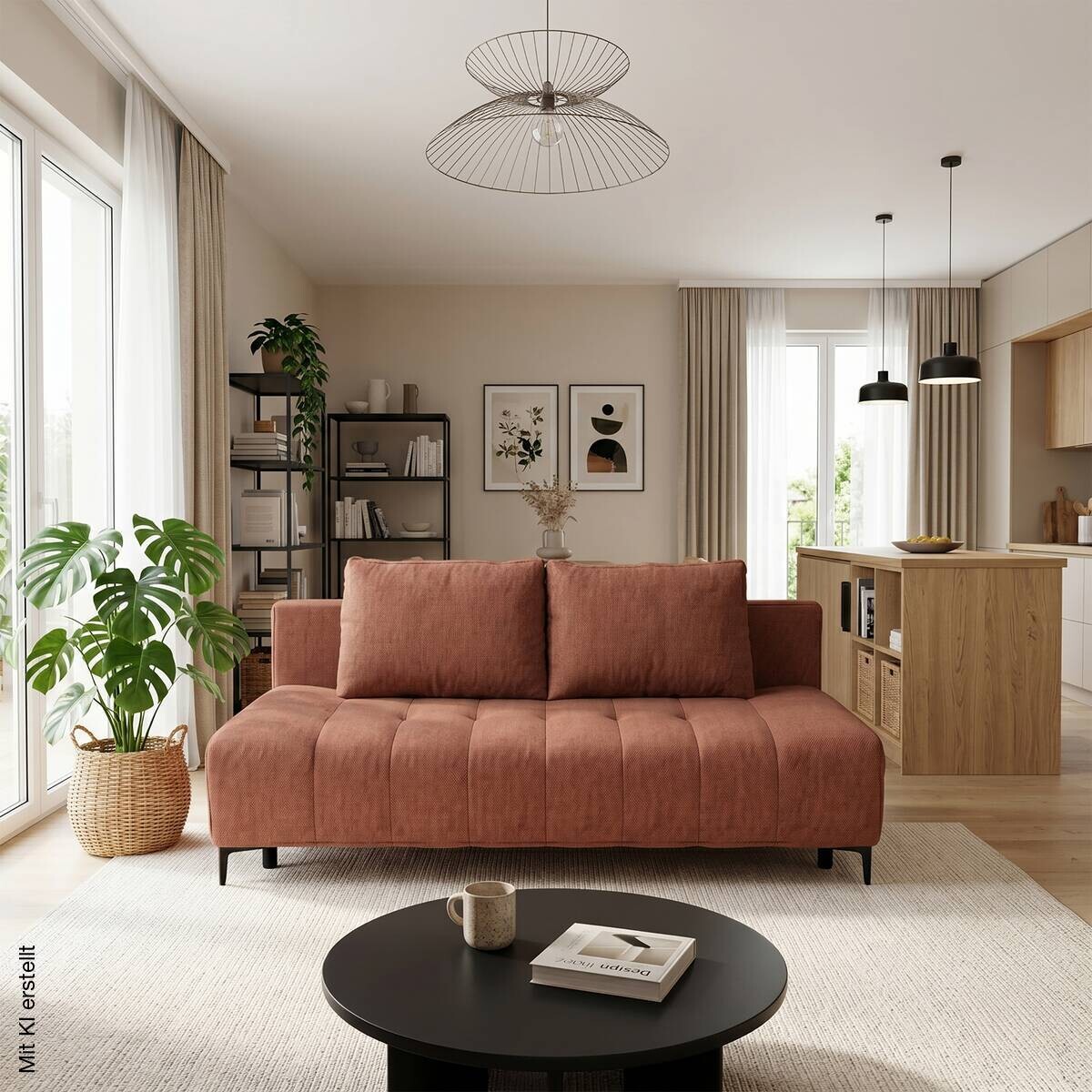 Schlafsofa Alicante terracotta Webstoff B/H/T: ca. 195x88x95 cm