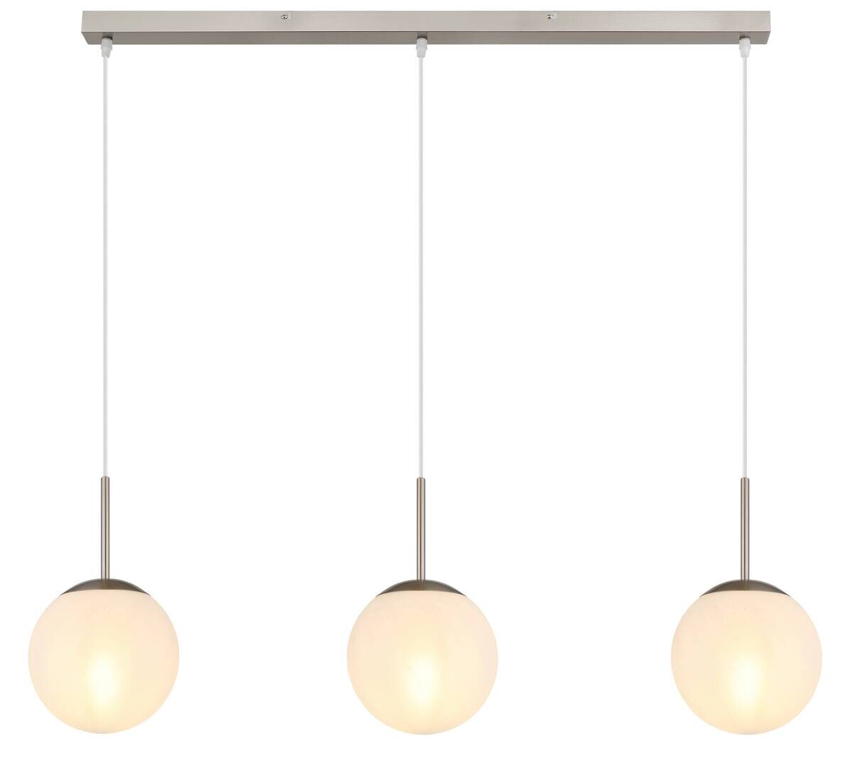 GLOBO Pendelleuchte KOP 30520301 nickel Opal klar Glas Metall B/H/L: ca. 104x120x20 cm E27 3 Brennstellen