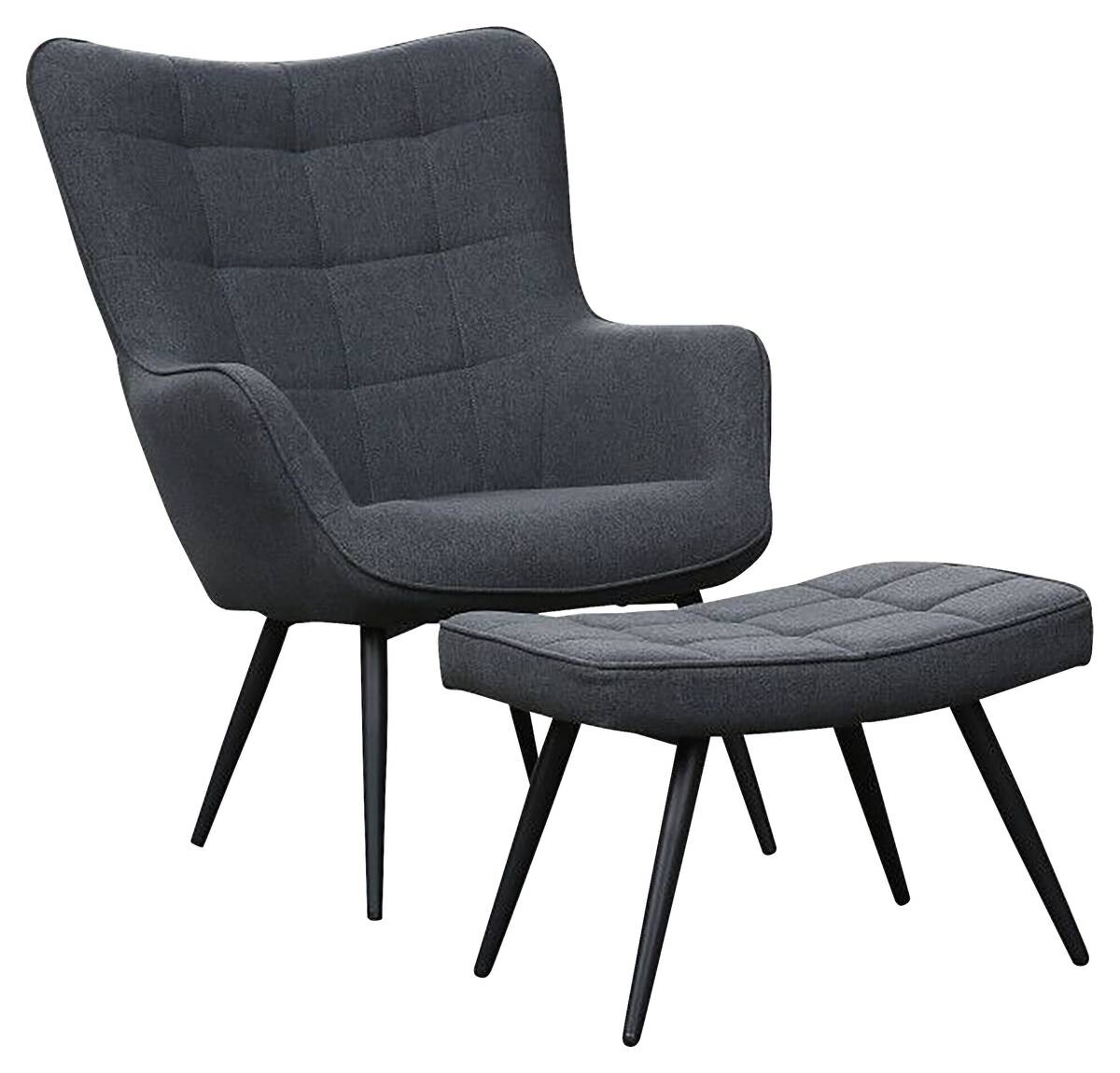 byLIVING Sessel UTA dunkelgrau schwarz Webstoff Metall B/H/T: ca. 72x97x80 cm