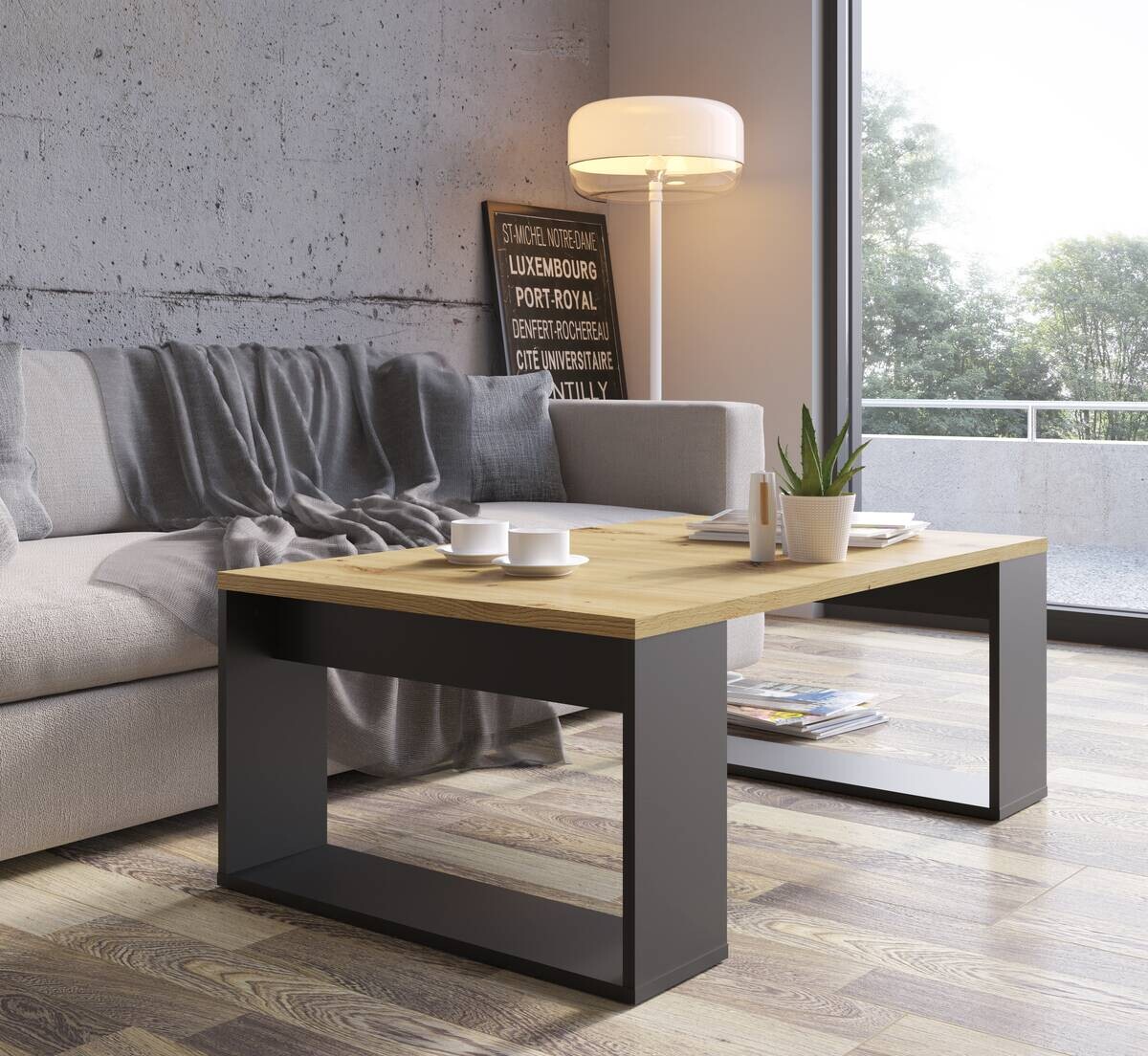 Couchtisch Zentaro Eiche Artisan Nachbildung B/H/T: ca. 110x41x67 cm