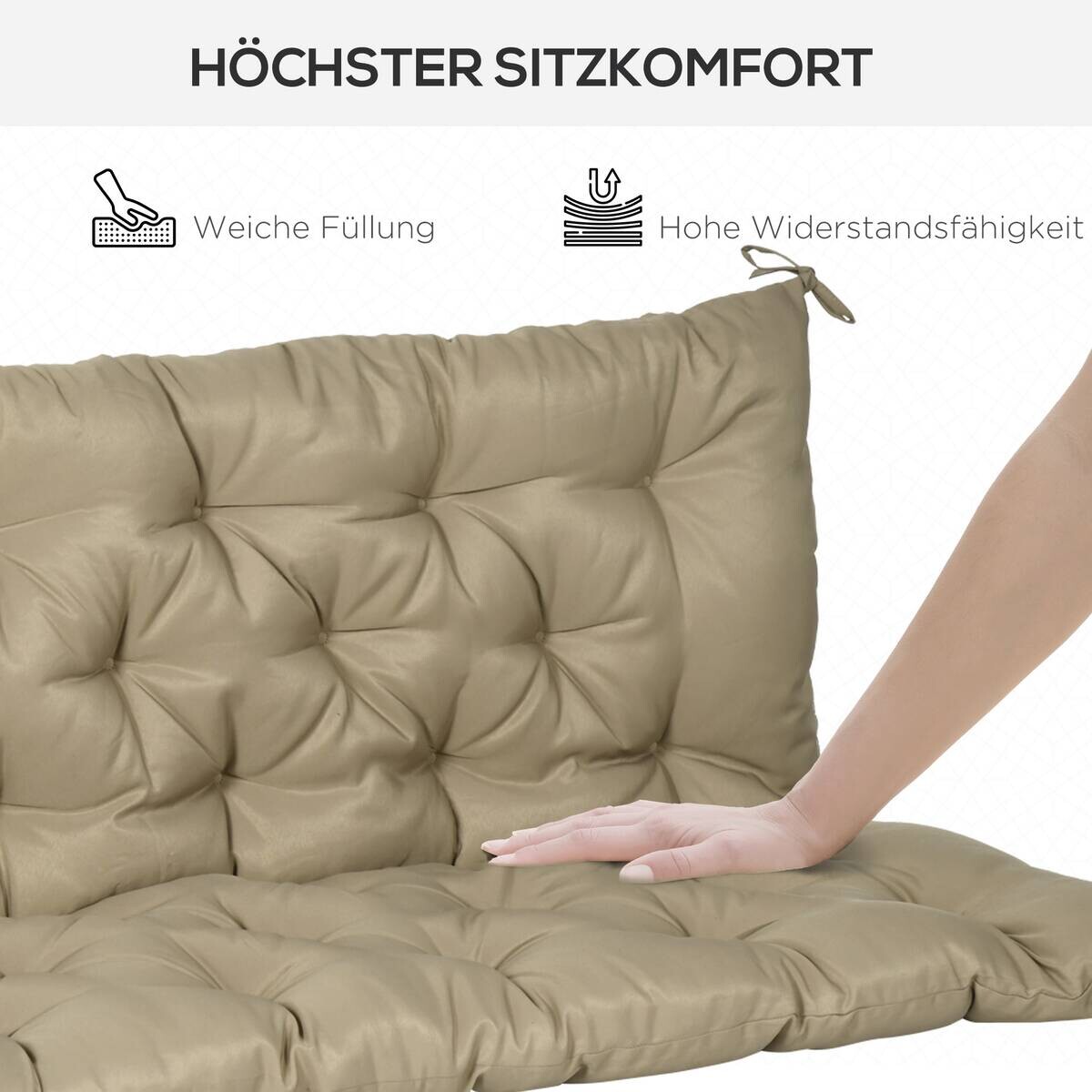 Outsunny Bankauflage khaki Schaumstoff B/H/L: ca. 98x8x150 cm