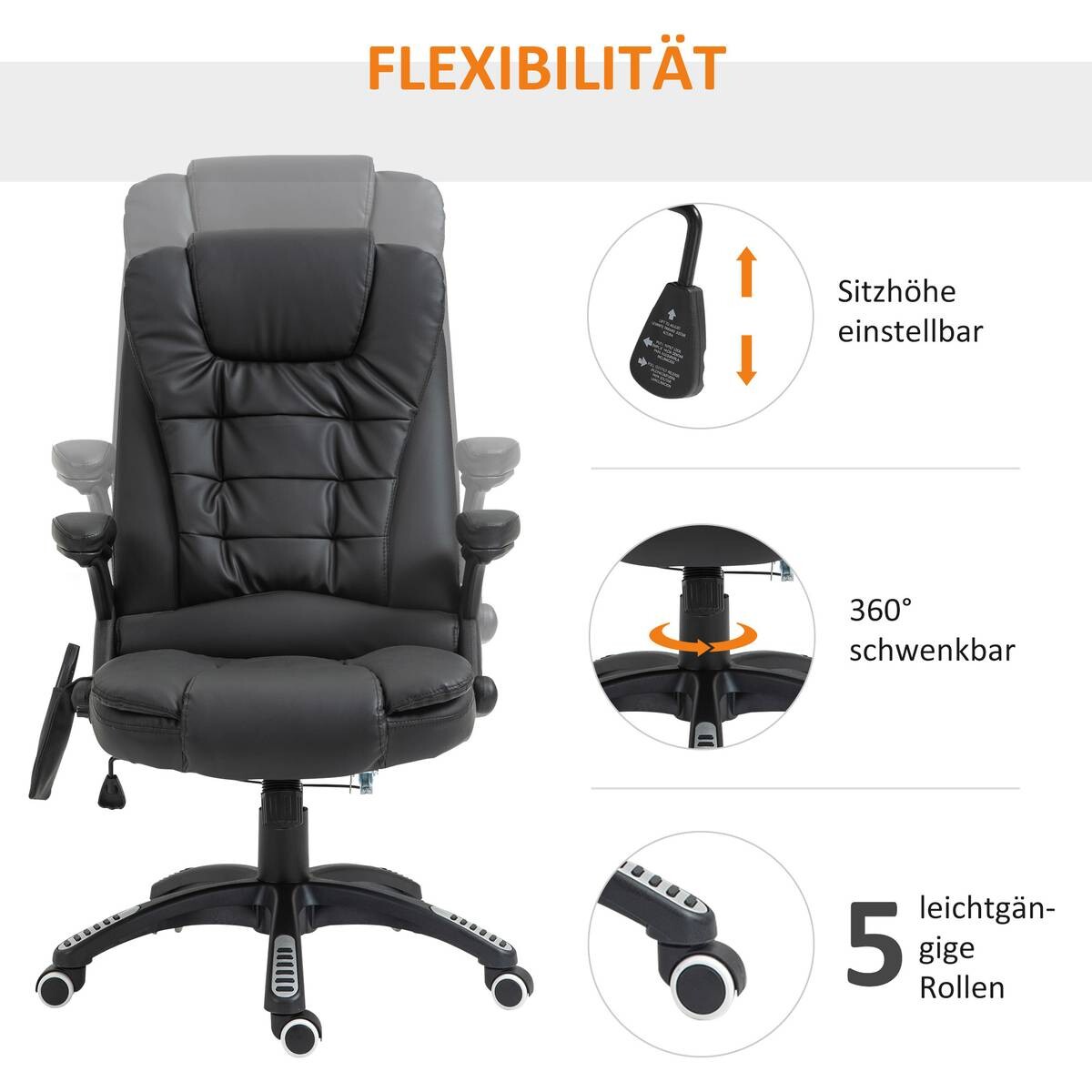 Chefsessel A2-0055 schwarz PVC Kunstleder