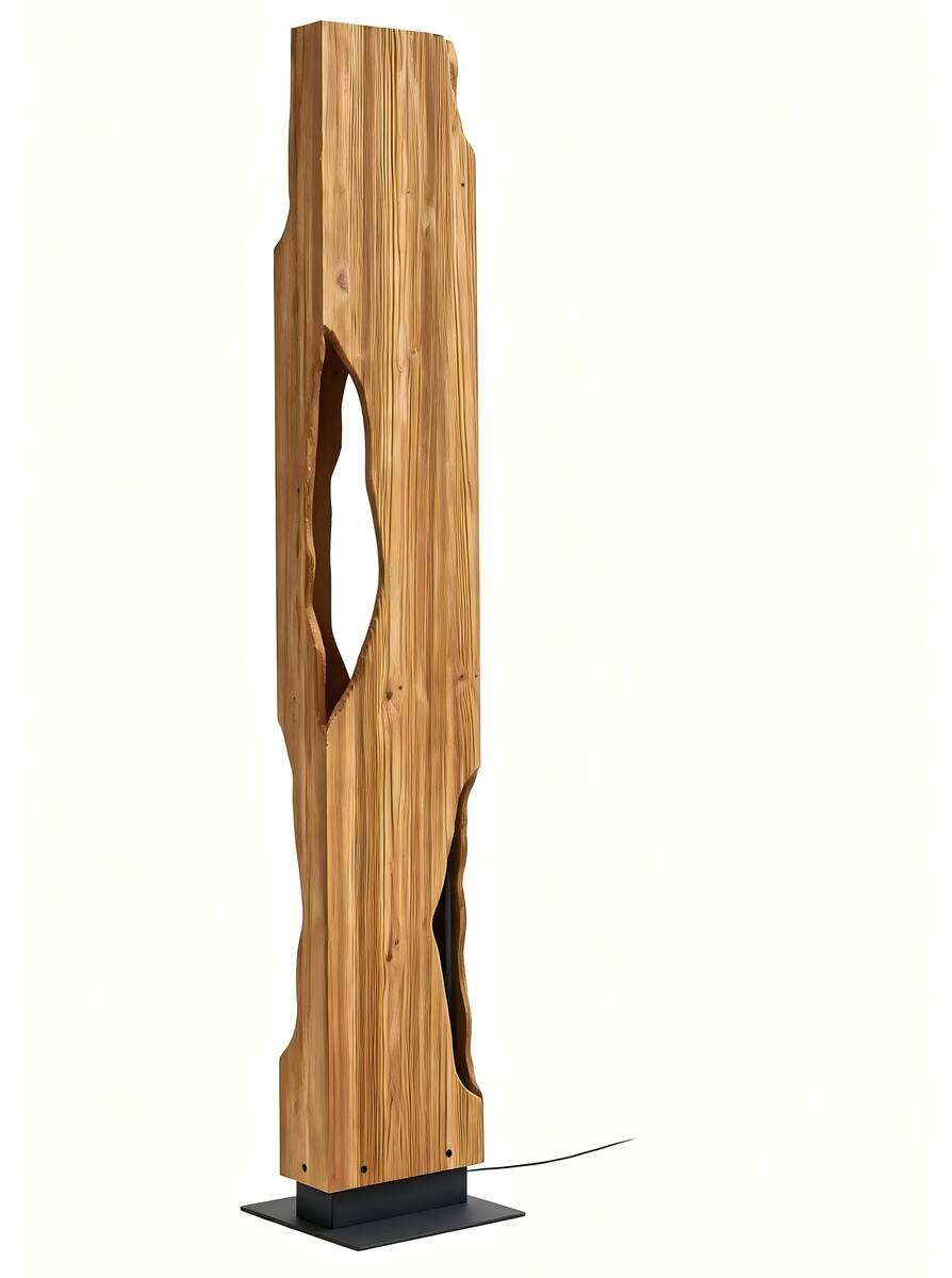 POCOline Stehleuchte Antonia schwarz natur Holz Metall H/D: ca. 124x24 cm E27 2 Brennstellen