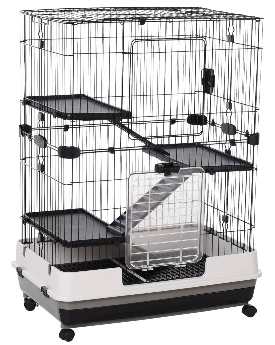 PawHut Kleintierkäfig schwarz Polypropylen B/H/L: ca. 52,7x110x81,2 cm