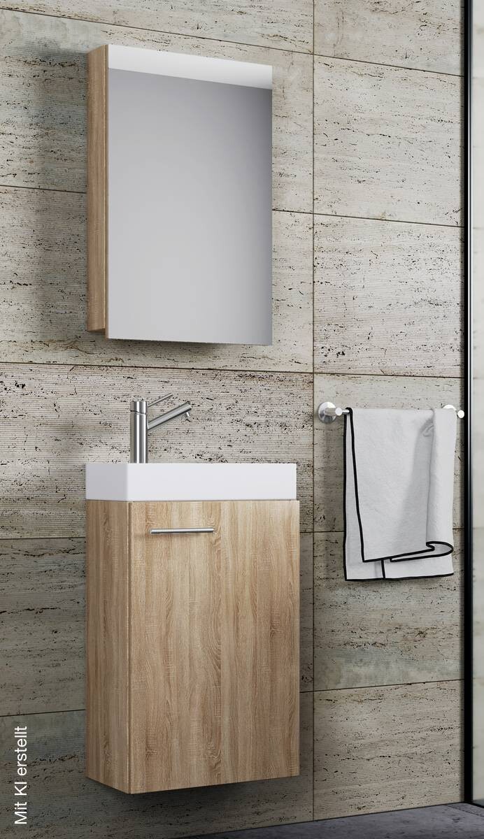Waschplatz 3tlg-Slito Eiche Sonoma Nachbildung weiß B/H/T: ca. 41x130x22 cm