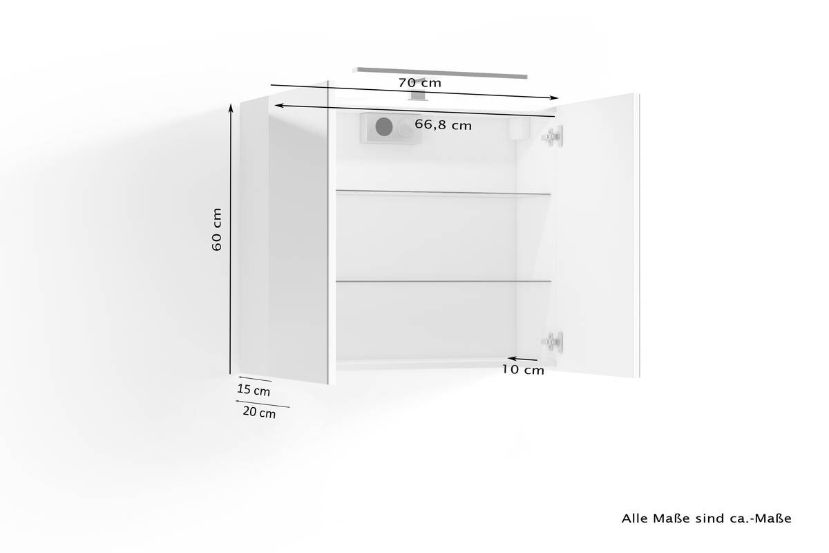 Spiegelschrank SPREE weiß B/H/T: ca. 70x60x15 cm