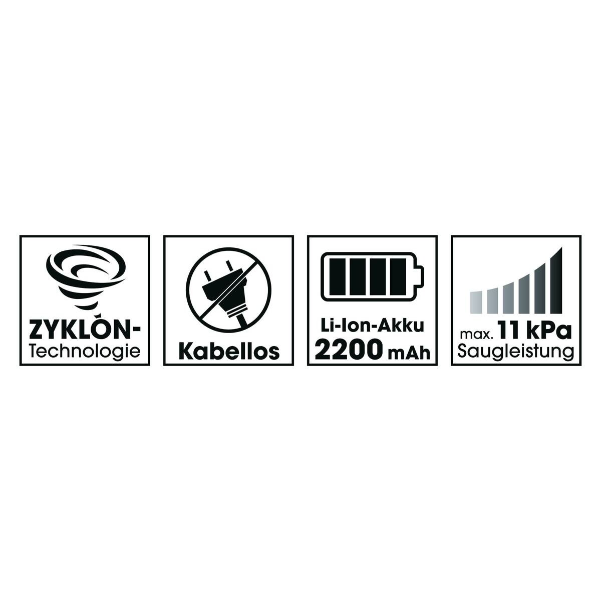 CLEANmaxx Akku-Staubsauger blau grau B/H/L: ca. 18,1x24,5x39,5 cm