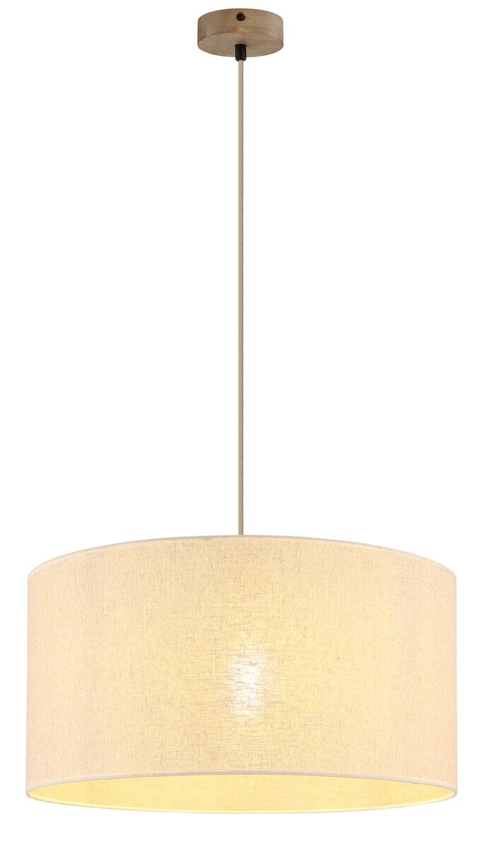 GLOBO Pendelleuchte Jule braun Leinen Holz H/D: ca. 120x50 cm E27 1 Brennstellen