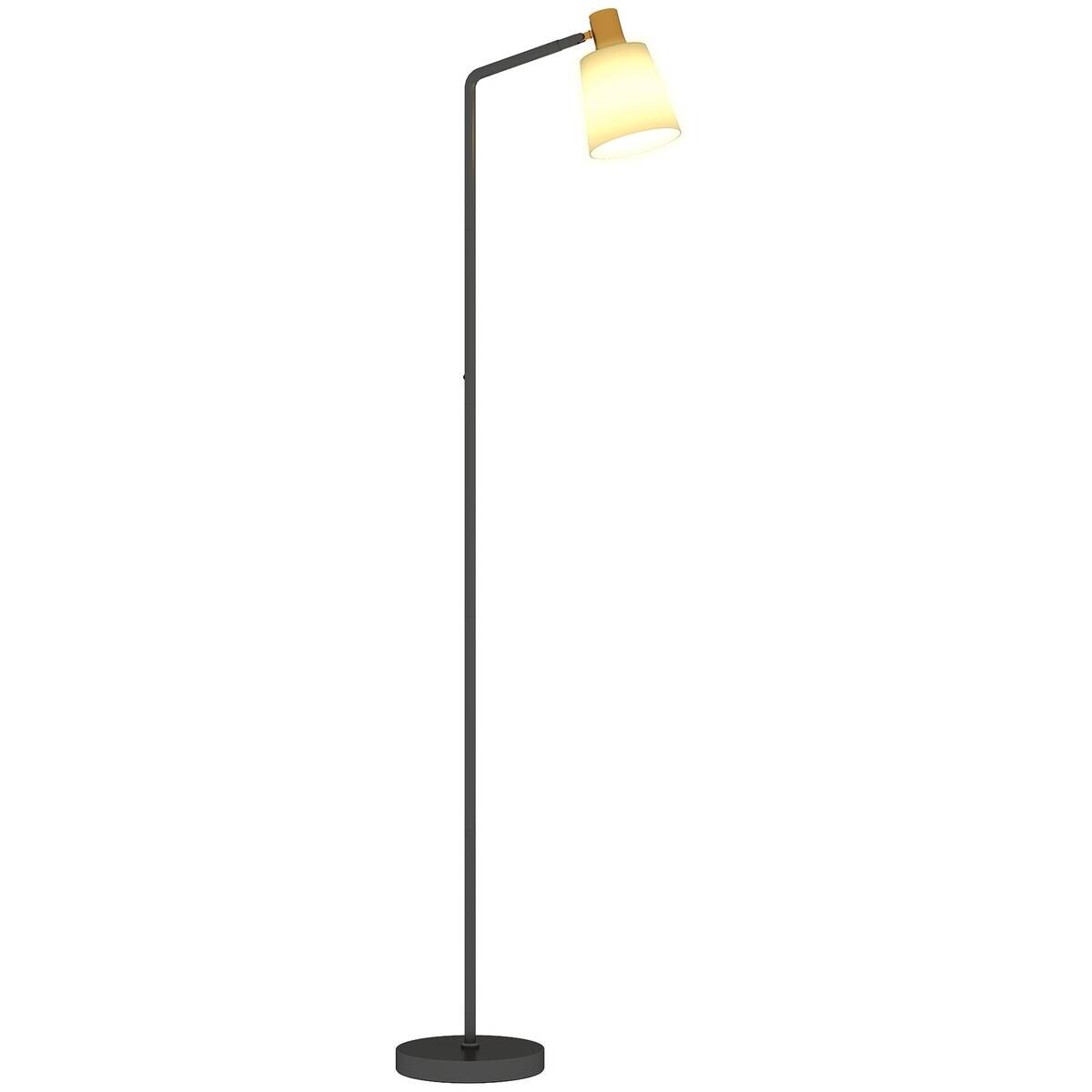 HOMCOM Stehleuchte schwarz Stahl Kunststoff B/H/L: ca. 21x148x45 cm E27 1 Brennstellen