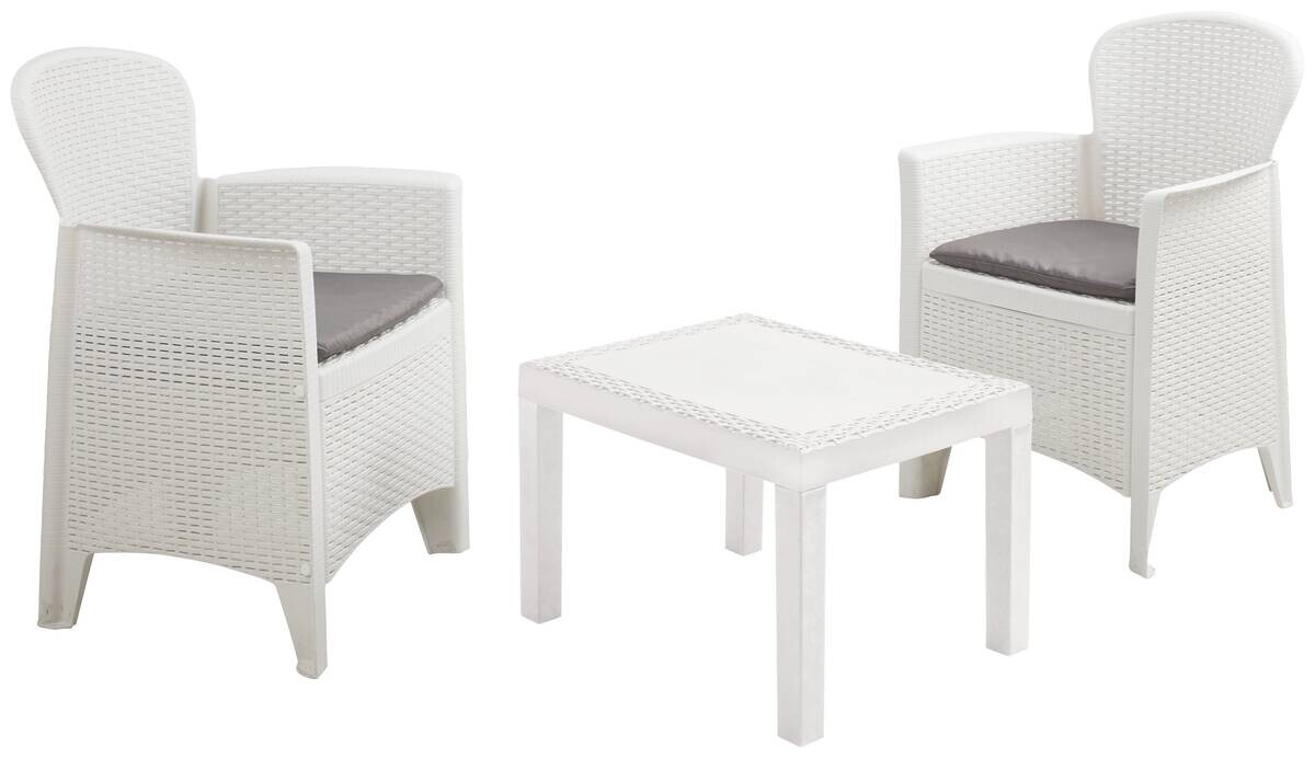 ProGarden Balkonset Akita weiß Kunststoff B/H/L: ca. 47x40x60 cm