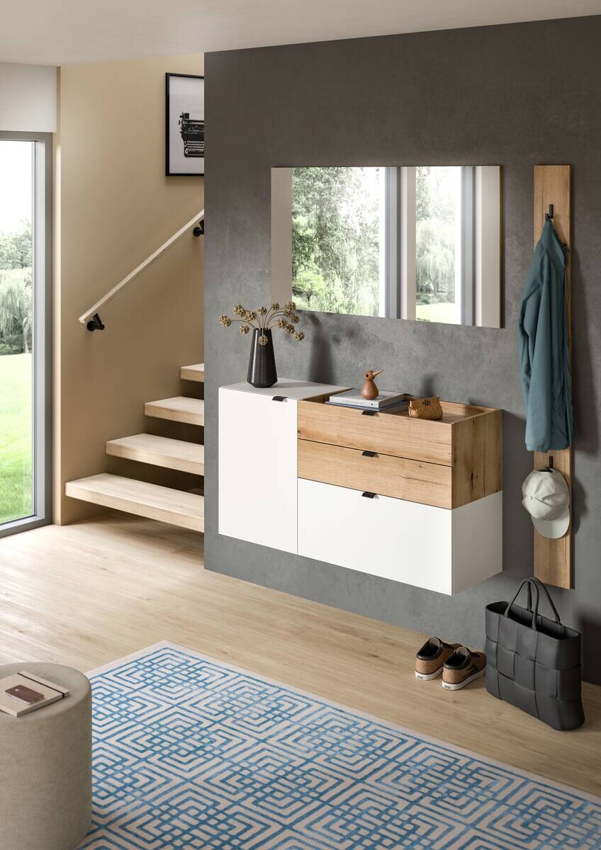 Garderobe Naro weiß Evoke Oak Nachbildung B/H/T: ca. 158x194x37 cm