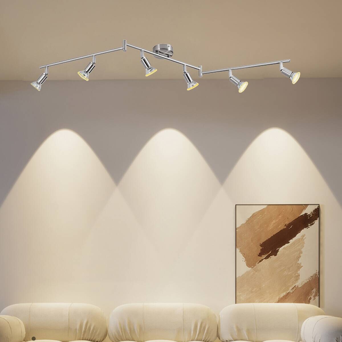 POCOline LED-Spot 6-flg. Boris nickel B/H/L: ca. 120x9x10 cm 6 Brennstellen