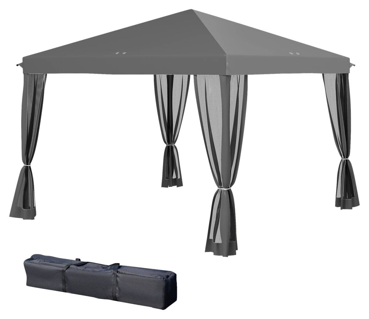 Outsunny Pavillon schwarz Metall B/H/L: ca. 295x260x295 cm