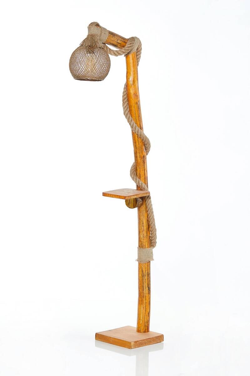 Opviq Stehleuchte natur Holz B/H/T/L/D: ca. 24x140x24x24x24 cm E27 1 Brennstellen