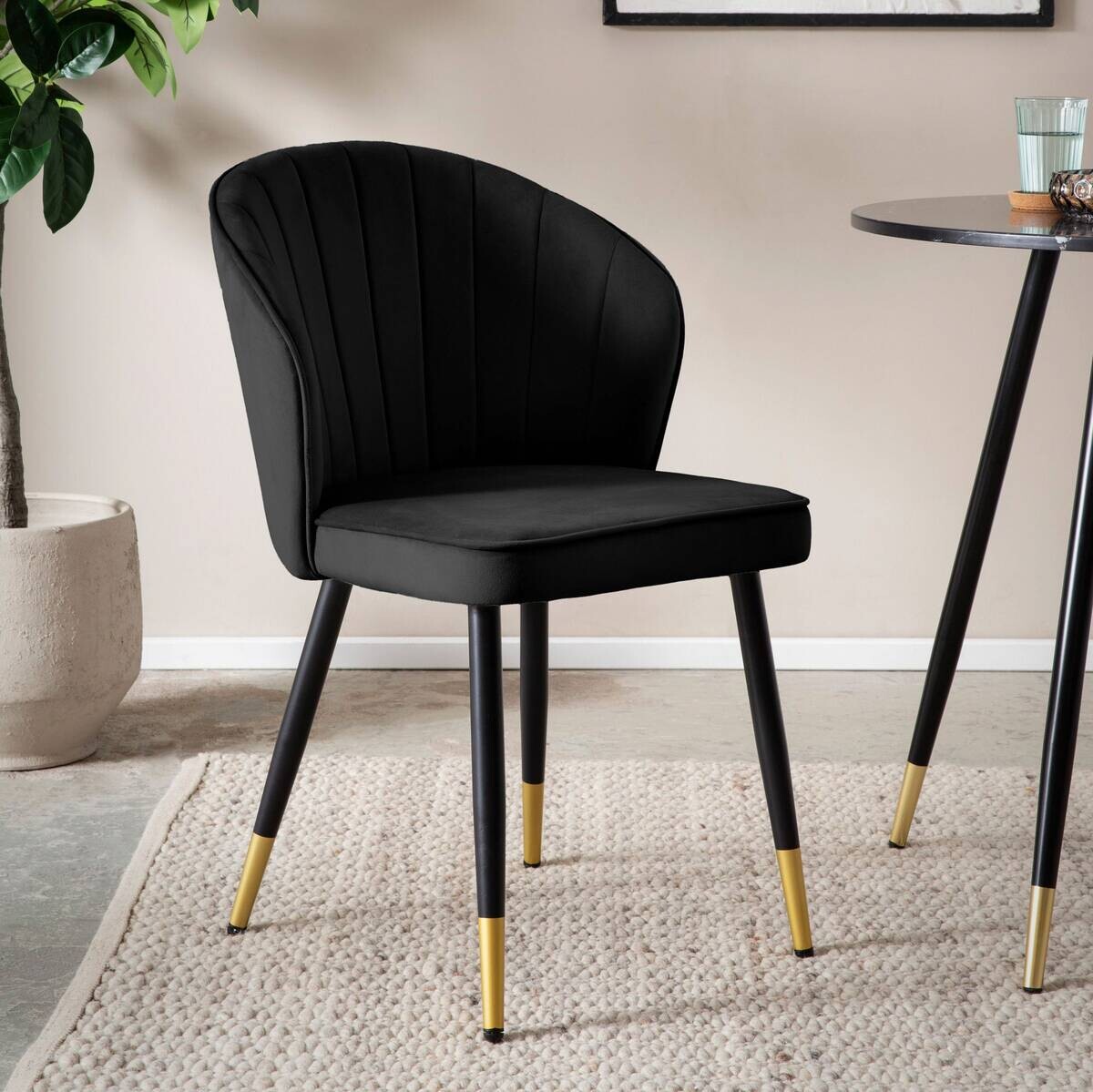 Stuhl 2er Set schwarz Polyester B/H/T: ca. 55x83x53 cm