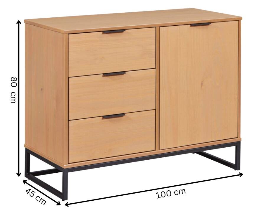 Kommode Vivo 1T3S Oak lackiert B/H/L: ca. 45,3x80x100,9 cm