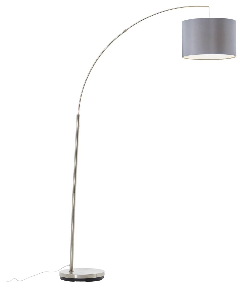 Brilliant Stehleuchte Claire nickel matt grau Metall Textil B/H/T: ca. 36x180x113 cm E27 1 Brennstellen