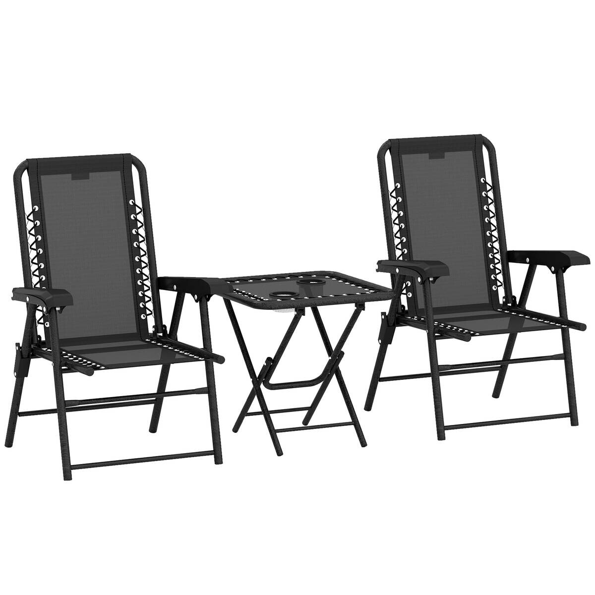 Outsunny Balkonmöbel-Set schwarz Netzstoff B/H/L: ca. 61x91x65 cm